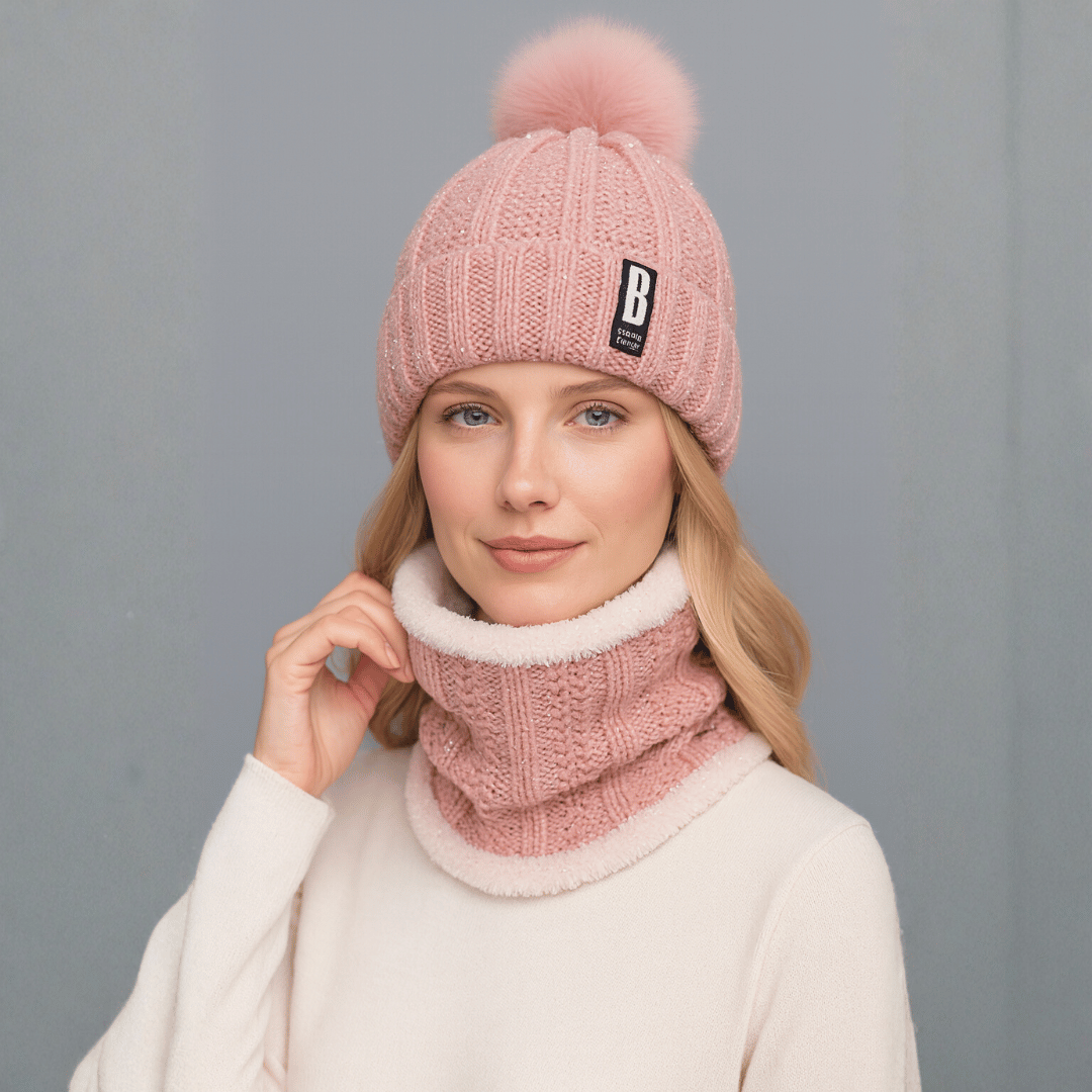 Women’s Thermal Knit Hat & Neck Warmer Set – Snowmira