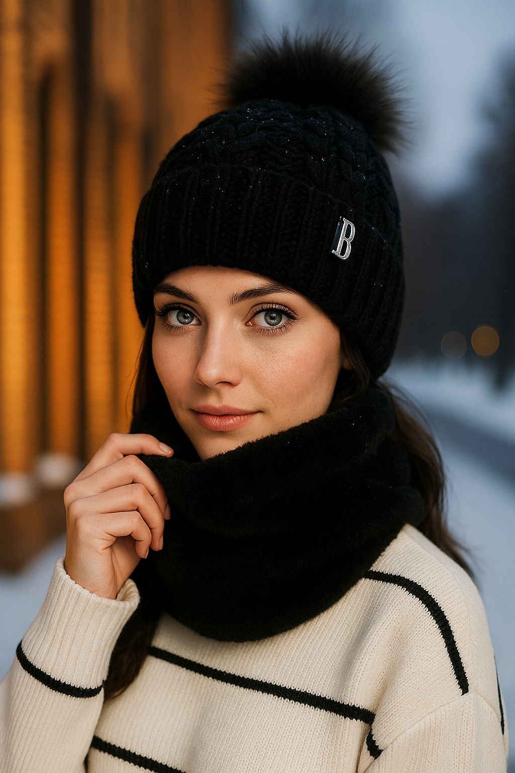 Women’s Thermal Knit Hat & Neck Warmer Set – Snowmira