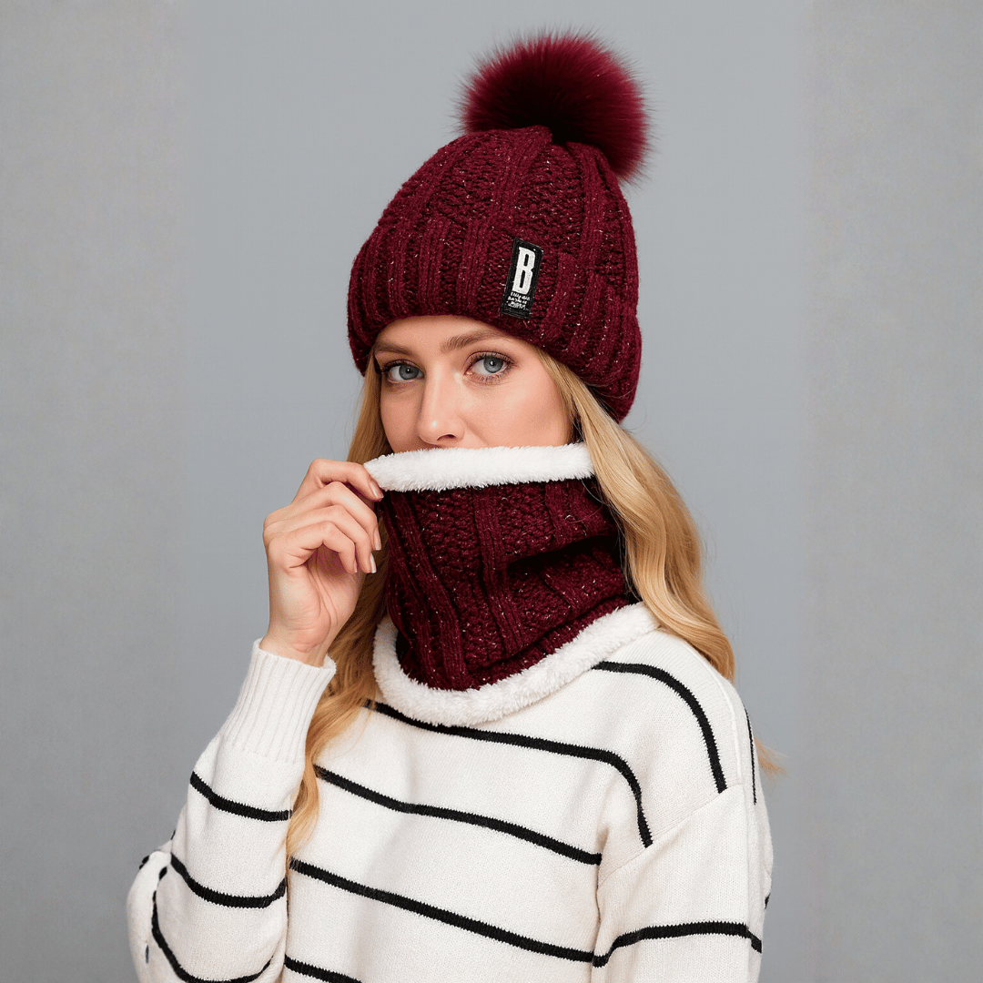 Women’s Thermal Knit Hat & Neck Warmer Set – Snowmira