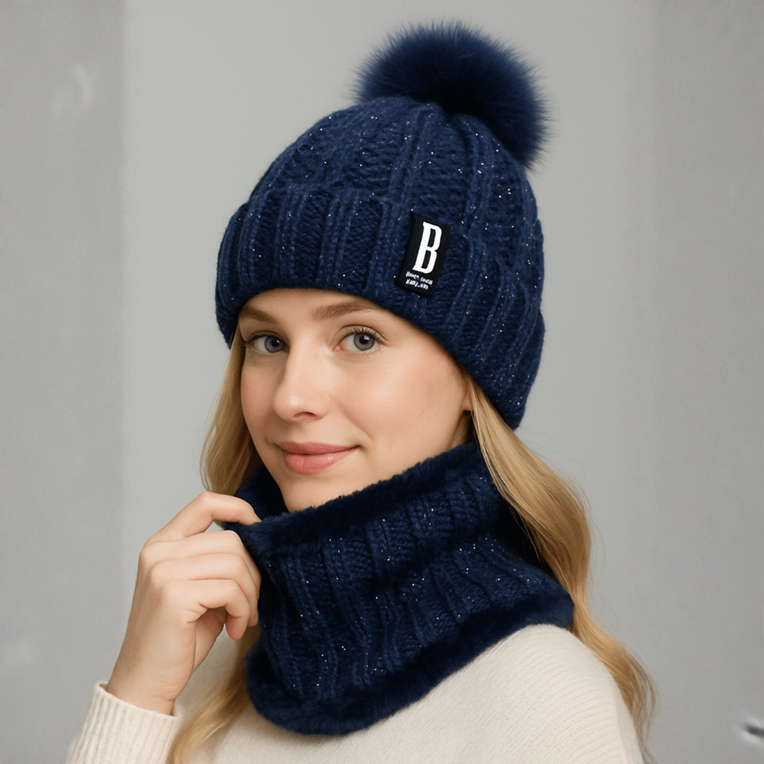 Women’s Thermal Knit Hat & Neck Warmer Set – Snowmira